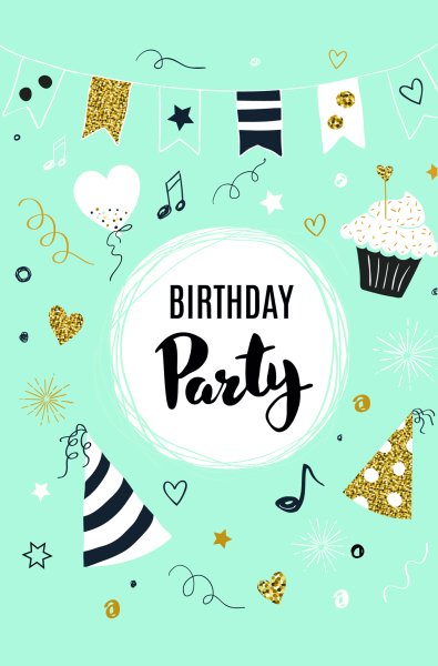 Geburtstag - Glückwunschkarte im Format 11,5 x 17 cm mit Umschlag - Birthday Party