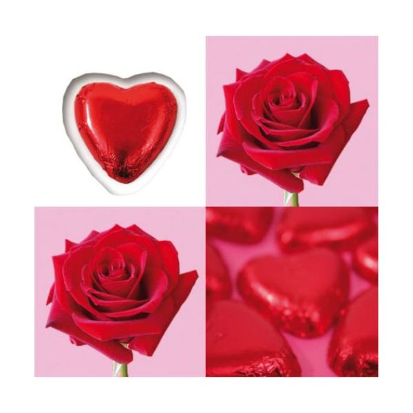 Ohne Text – Minikarte - 8 x 8 cm - mit Briefumschlag und Stanzung – Liebe/Herz/Rose