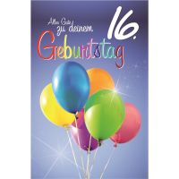 16. Geburtstag Glückwunschkarte mit Umschlag...