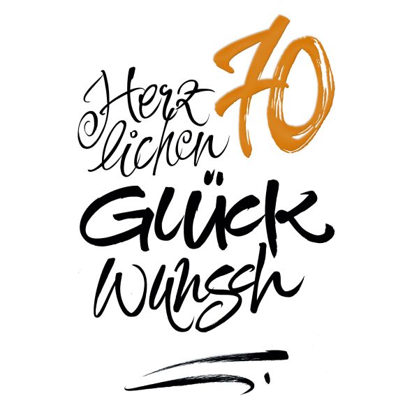 70. Geburtstag Karte mit Umschlag, Schriftkarte 70