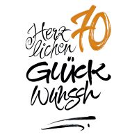 70. Geburtstag Karte mit Umschlag, Schriftkarte 70