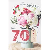 70. Geburtstag Karte mit Umschlag Giesskanne mit Blumen