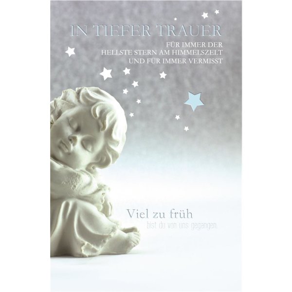 A - Trauer – Beileid – Kondolenz - Trauerkarte im Format 11,5 x 17 cm mit Umschlag - In tiefer Trauer