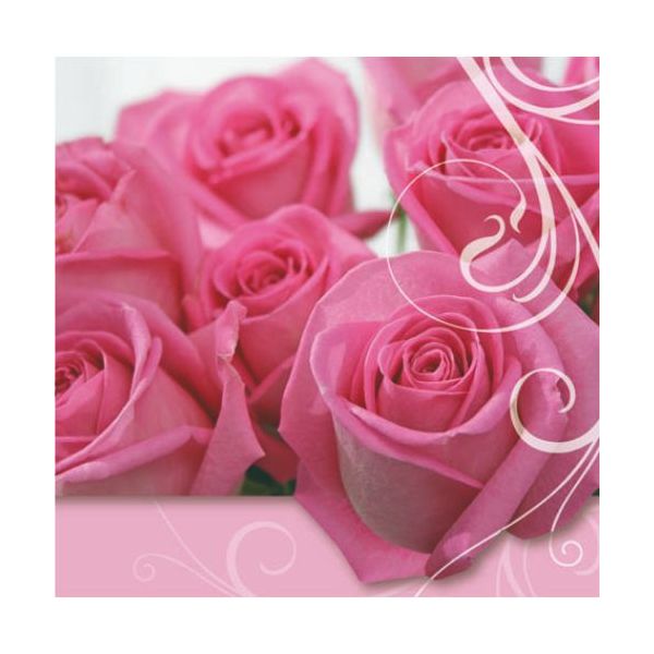 Ohne Text – Minikarte - 8 x 8 cm - mit Briefumschlag und Stanzung – Rosa Rosen