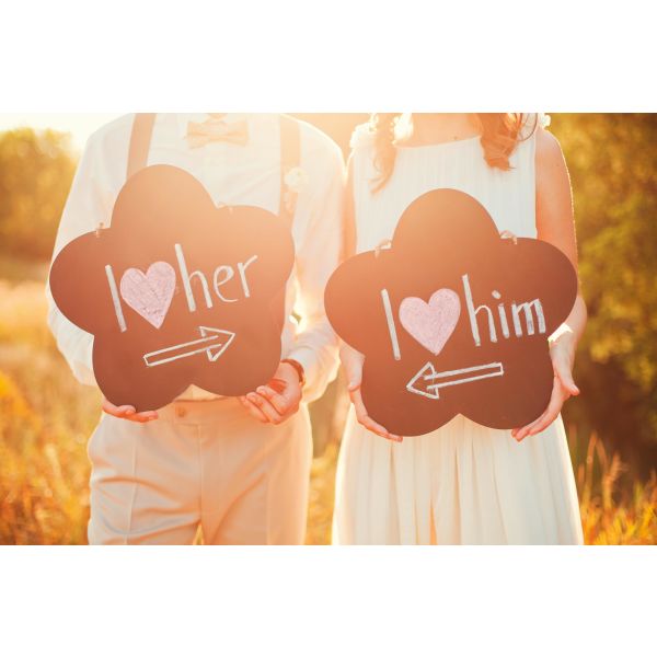Hochzeit Glückwunschkarte mit Umschlag Brautpaar mit Schild