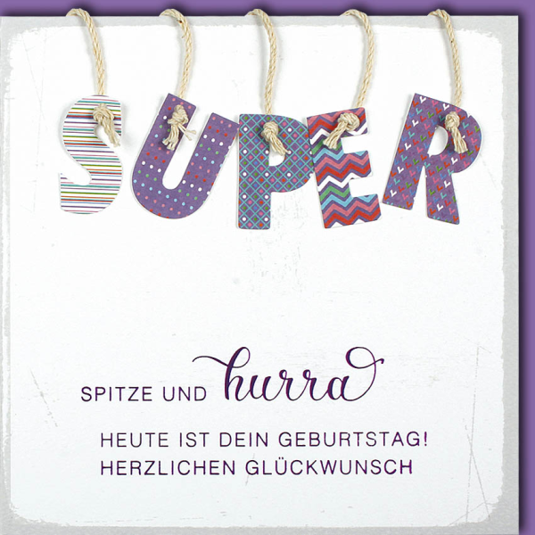 Geburstag CraftArt Quadratische Glückwunschkarte mit Umschlag Super Spitze Hurra Herzlichen Glückwunsch