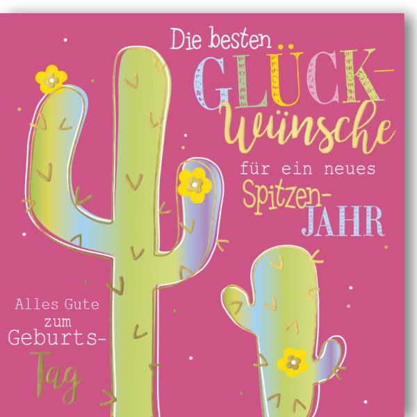 Geburtstag Glückwunschkarte mit Umschlag Kakteen