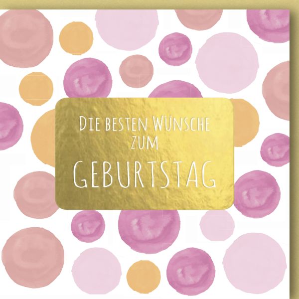 Geburtstag Glückwunschkarte mit Umschlag Bunte Punkte pink