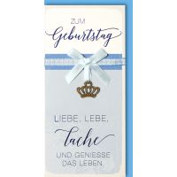 Geburtstag Craft Art Karte mit Umschlag Schleife blau