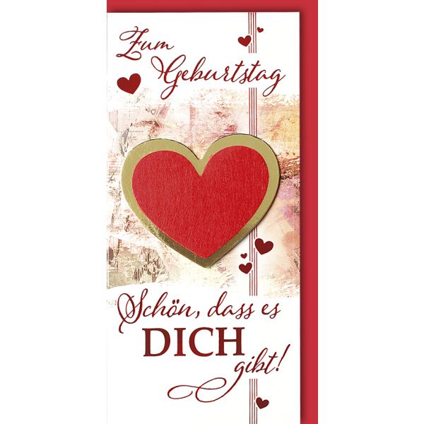 Geburtstag Craft Art Karte mit Umschlag Herz rot