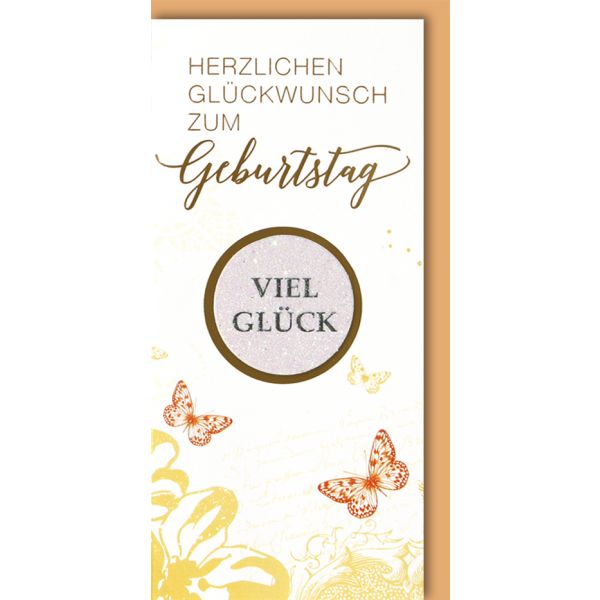 Geburtstag Craft Art Karte mit Umschlag Glitzerbutton braun