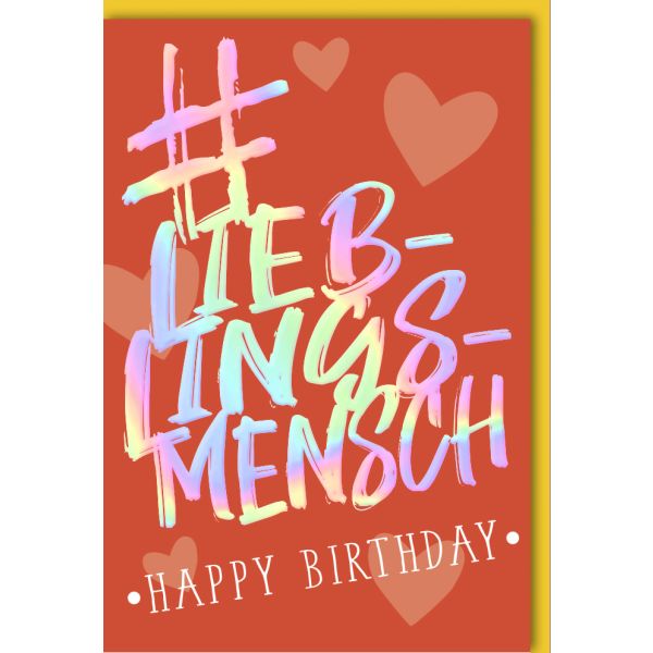 Geburtstag Hashtag Glückwunschkarte mit Umschlag Lieblingsmensch