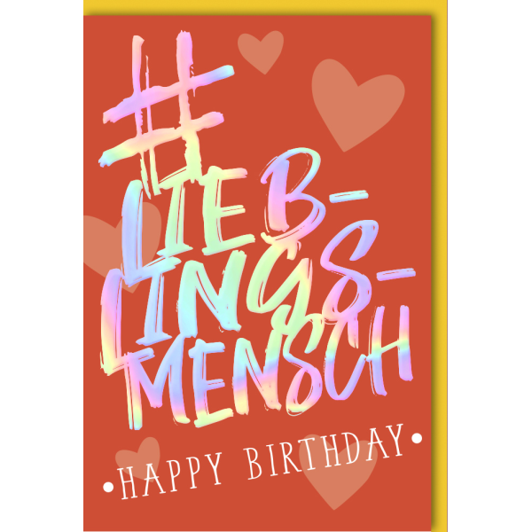 Geburtstag Hashtag Glückwunschkarte mit Umschlag Lieblingsmensch