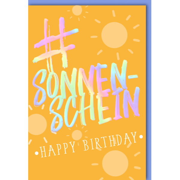 Geburtstag Hashtag Glückwunschkarte mit Umschlag Sonnenschein