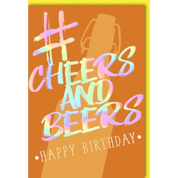 Geburtstag Hashtag Glückwunschkarte mit Umschlag Cheers and Beers
