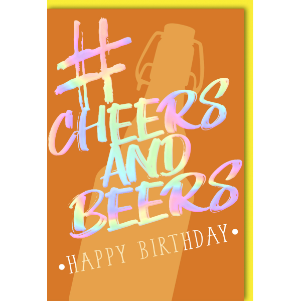 Geburtstag Hashtag Glückwunschkarte mit Umschlag Cheers and Beers