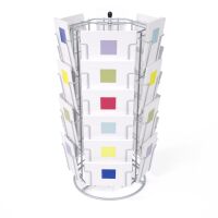 Postkarten-Thekenständer PKS 2/30 Tischdrehständer drehbar lichtgrau-silber Hoch- und Querformat für Postkarten