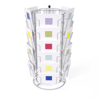 Postkarten-Thekenständer PKS 2/30 Tischdrehständer drehbar lichtgrau-silber Hoch- und Querformat für Postkarten