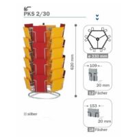 Postkarten-Thekenständer PKS 2/30 Tischdrehständer drehbar lichtgrau-silber Hoch- und Querformat für Postkarten
