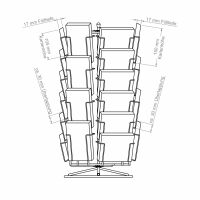 Postkarten-Thekenständer PKS 2/30 Tischdrehständer drehbar lichtgrau-silber Hoch- und Querformat für Postkarten
