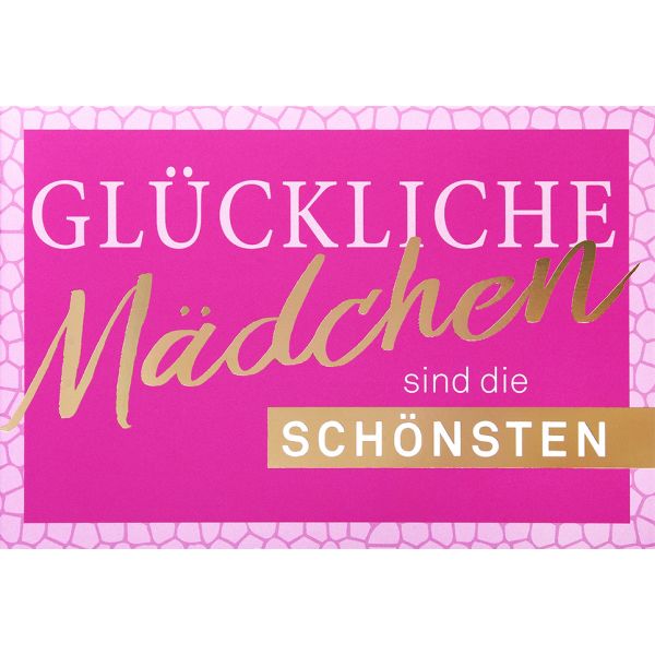 Postkarte True Words Glückwunschkarte "Glücklich Mädchen sind die schönsten"