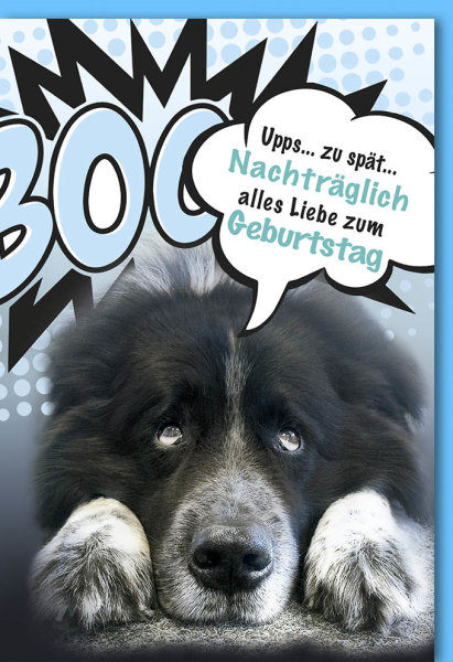 Geburtstag nachträglich - Glückwunschkarte mit Umschlag - Hund