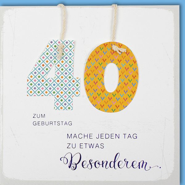 40. Geburtstag Craft Art Karte mit Umschlag