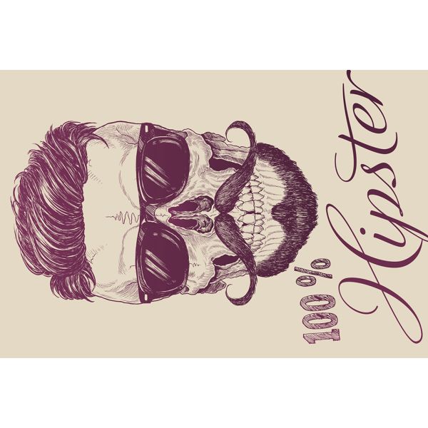 Postkarte #like 100% Hipster – Totenkopf Bart