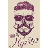 Postkarte #like 100% Hipster – Totenkopf Bart