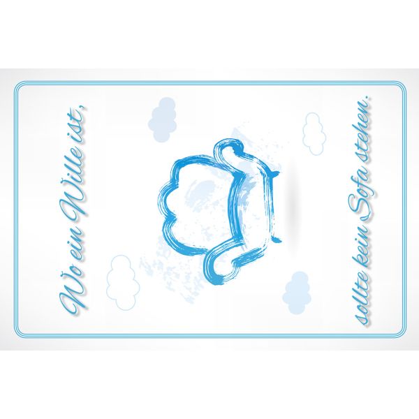 Postkarte #like Wo ein Wille ist, sollte kein Sofa stehen