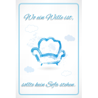 Postkarte #like Wo ein Wille ist, sollte kein Sofa stehen