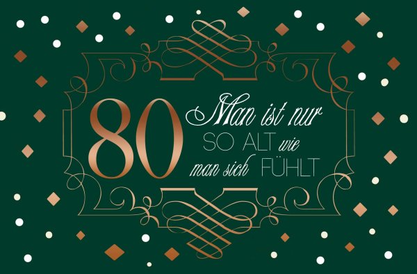 80. Geburtstag - Karte mit Umschlag