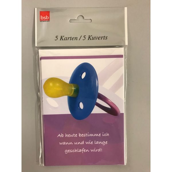 Geburt Ereignis Geburtsanzeige 5 Karten 5 Umschläge im Beutel  Ab heute bestimme ich