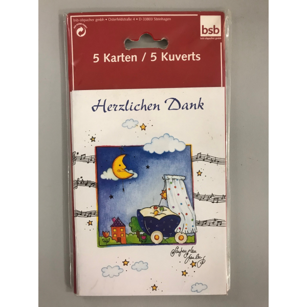 Geburt Ereignis Danksagung Geburt 5 Karten 5 Umschläge  Herzlichen Dank