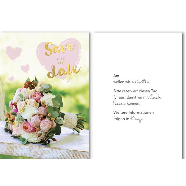 Einladung 5 Einladungskarten mit 5 Umschlägen Save the Date