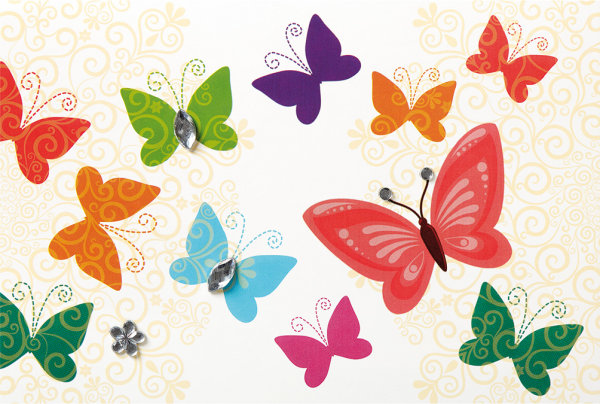 Ohne Text -  PopUp-Card - Klappkarte mit 3D-Innenleben - Grußkarte mit Briefumschlag im Format: 11,5 x 17 cm  - Schmetterlinge – BSB