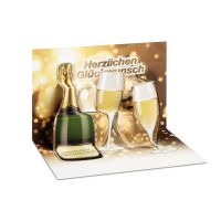 Allgemeine Wünsche 3D Pop-Up Grußkarte mit Umschlag Sekt Beste Wünsche