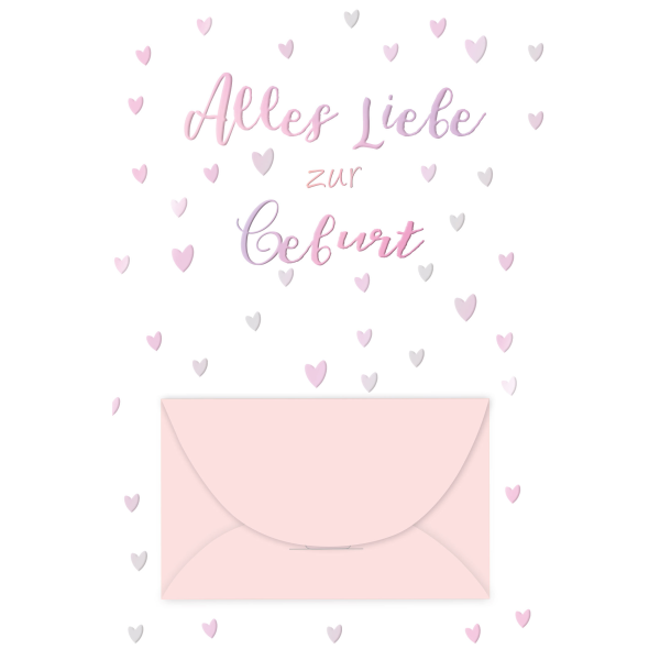 Geburt Baby Geldgeschenkkarte mit Umschlag Rosa Alles Liebe zur Geburt