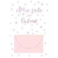 Geburt Baby Geldgeschenkkarte mit Umschlag Rosa Alles...