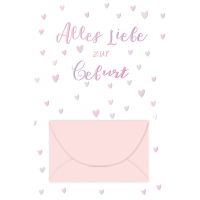 Geburt Baby Geldgeschenkkarte mit Umschlag Rosa Alles...