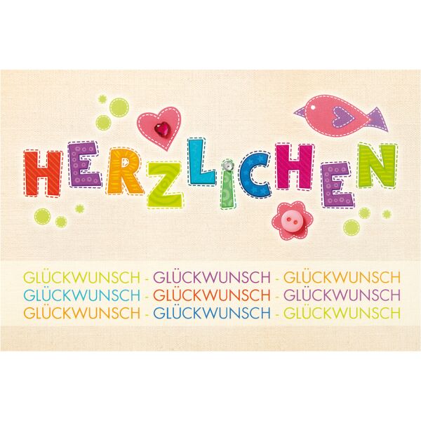 Allgemeine Wünsche 3D Pop-Up Grußkarte mit Umschlag bunt Herzlichen Glückwunsch