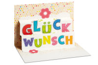Allgemeine Wünsche -  PopUp-Card - Klappkarte mit 3D-Innenleben - Grußkarte mit Briefumschlag im Format: 11,5 x 17 cm  - Herzlichen Glückwunsch – BSB