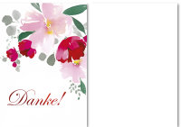 Danksagung (5 Stück) – Blumen rosa - Karte im...