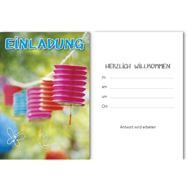 Einladung (5 Stück) Girlanden Karte mit Umschlag