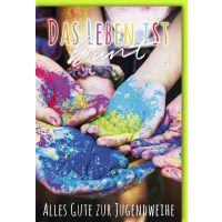 Jugendweihe Karte mit Umschlag Bunte Hände