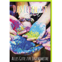 Jugendweihe Karte mit Umschlag Bunte Hände