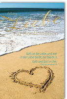 Konfirmation - Karte mit Umschlag - Herz am Strand
