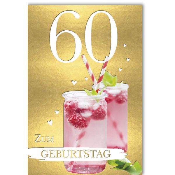 A 60. Zahlengeburtstag Glückwunschkarte 60 Cocktails