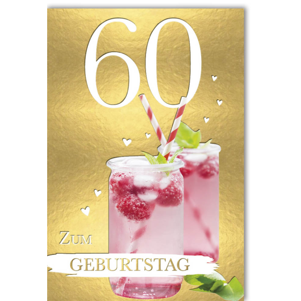 A 60. Zahlengeburtstag Glückwunschkarte 60 Cocktails