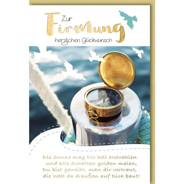 A Firmung Karte mit Umschlag Kompass